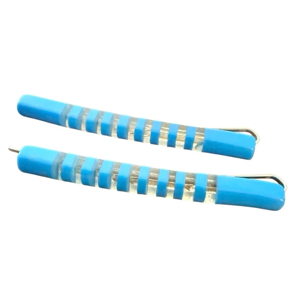 1970’s‎ Blue and Clear Striped Bobby Pins Barrettes, 2.5” Long, Deadstock